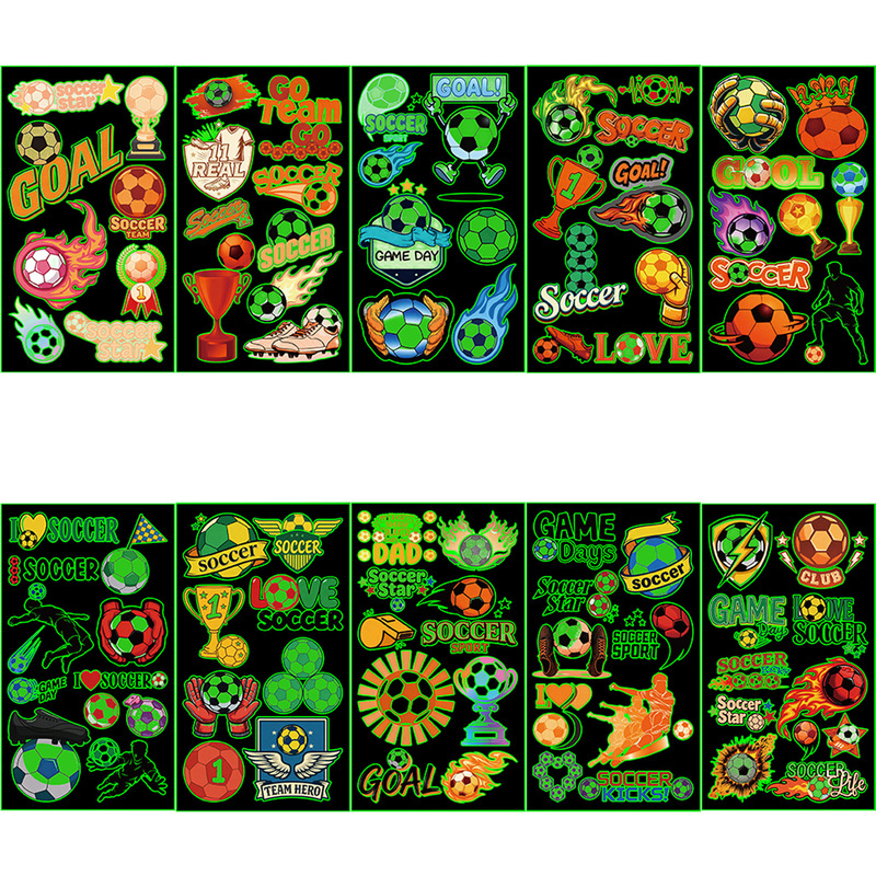 Cute Cartoon Glow-In-The-Dark Football Tattoo Stickers for Arms and Faces, Fun Party Waterproof and Sweat-Proof Temporary Tattoo Stickers Cute Cartoon Glow-In-The-Dark Football Tattoo Stickers for Arms and Faces, Fun Party Waterproof and Sweat-Proof Temporary Tattoo Stickers