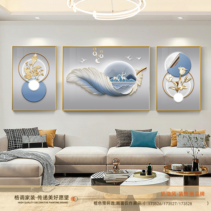2025新款客厅装饰画现代轻奢沙发背景墙挂画高级感墙上三联画壁画|undefined