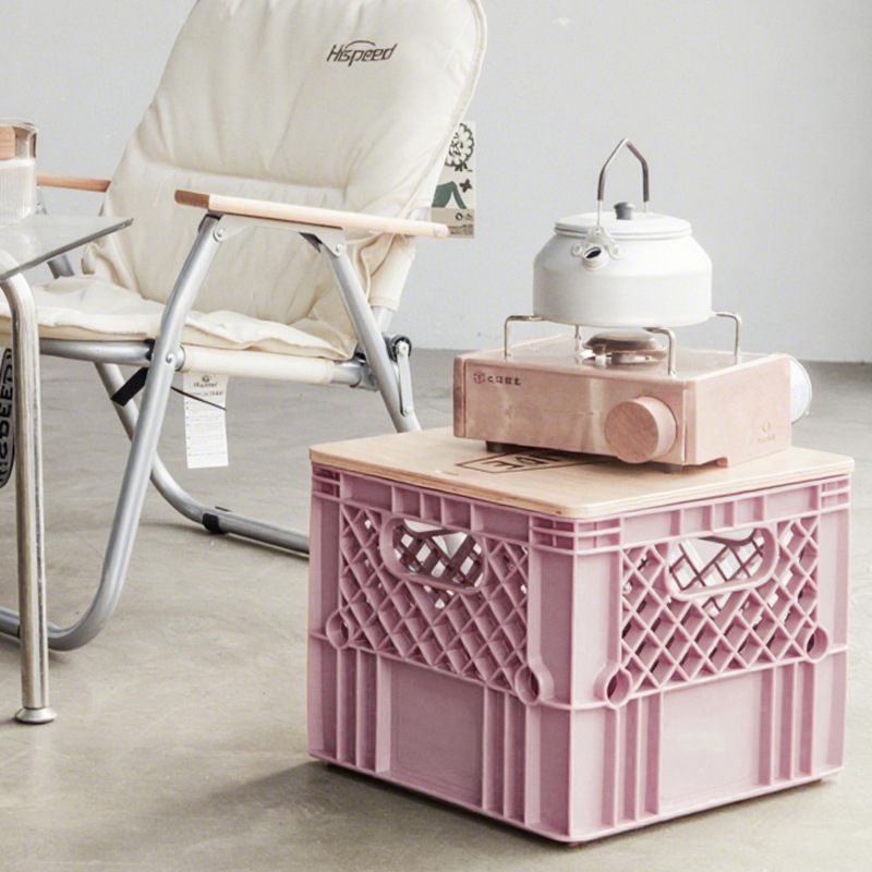 Thickened PP Storage Basket Outdoor Camping Desktop Stool Movable High-face Car Home Coffee Shop Display Basket