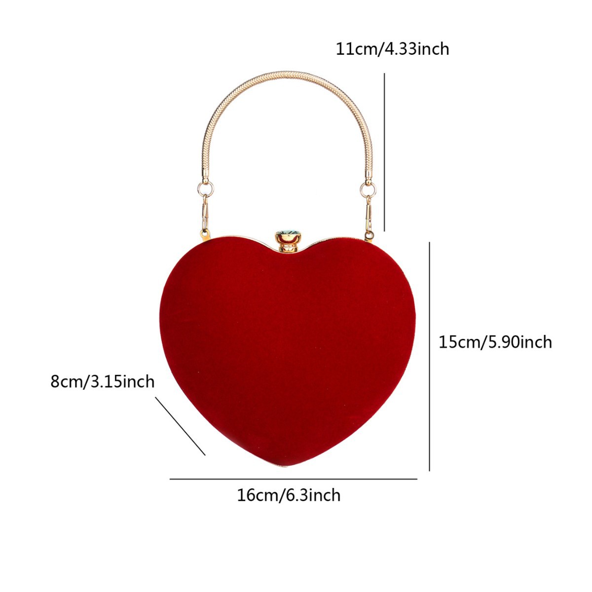 Cross-Border Hot Sale Exquisite Heart-Shaped Evening Bag Elegant Prom Handbag Fashion Versatile Wedding Dress Clutch - Thumbnail 2