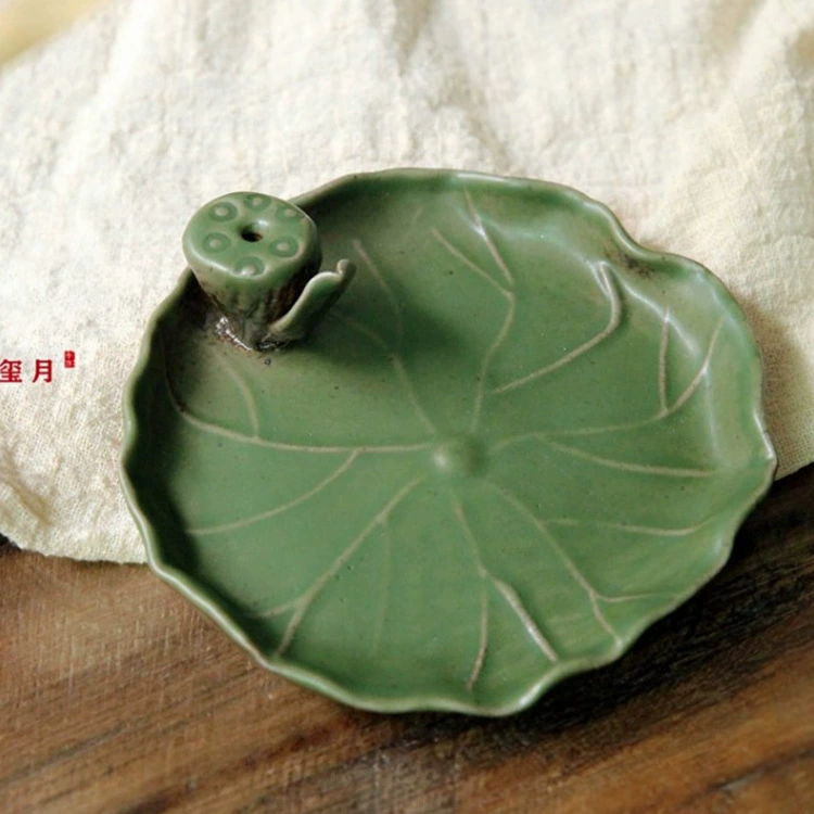 Трансграничные поставки Цзиндэчжэнь ручной работы лист лотоса, сменный держатель для благовоний, тарелка для благовоний, керамика, высокотемпературное блюдо, набор Будды