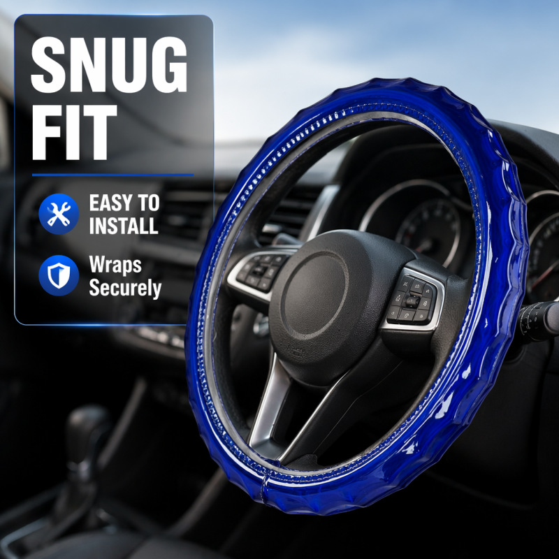 Cross-Border Amazon Temu Hot-Selling Label-Applicable Dropshipping Car Steering Wheel Cover Suitable for 15inch Models with Inner Ring