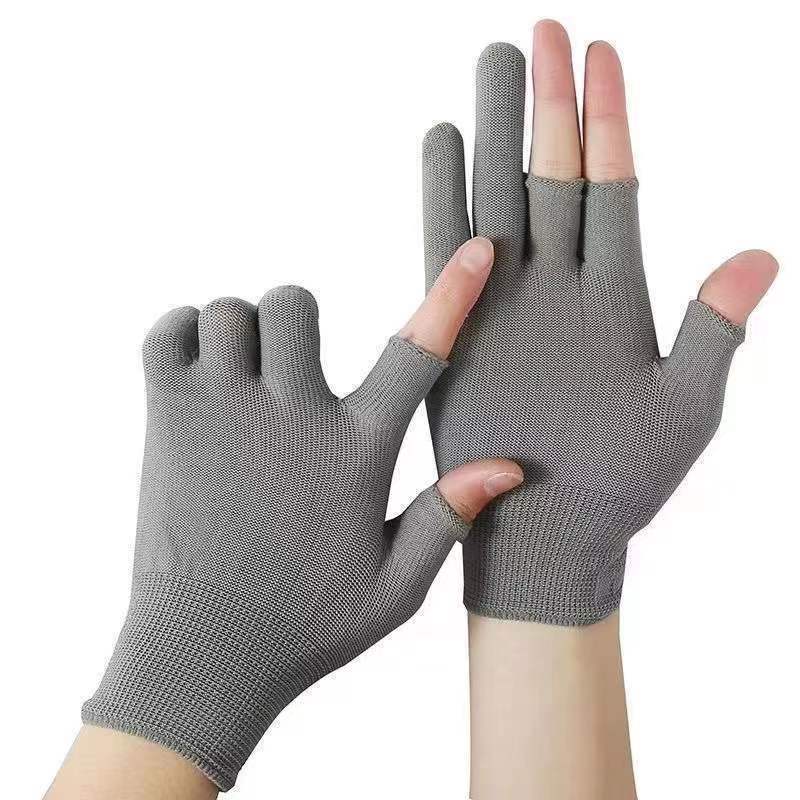 Thin Fingerless Tea Picking, Fishing, Protective Half-Finger Gloves For Packing And Sorting, Nylon Sunscreen High_voghion.com