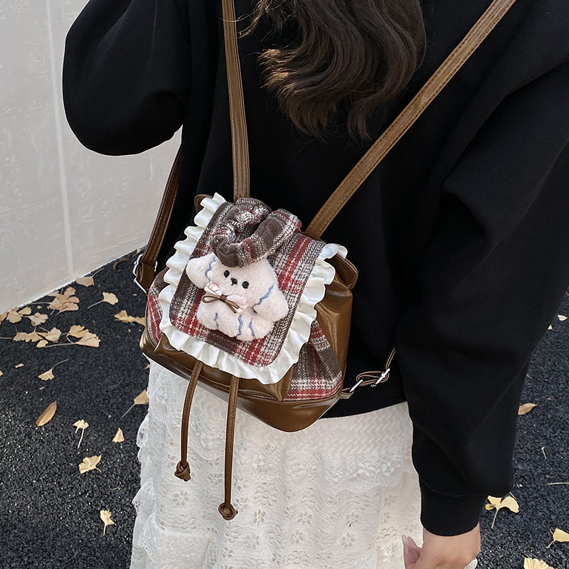 2025 otoño y invierno nueva mochila infantil caricatura lindo cachorro bebé mochila escolar para niños y niñas mochila a cuadros