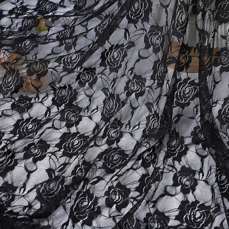 现货弹力玫瑰花蕾丝面料女装服装连衣裙打底衫玩具辅料镂空网纱布