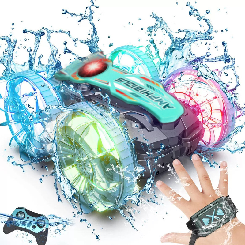 Cross-border new children's double-sided 2.4G amphibious stunt amphibious rollover remote control car rotating waterproof toy amphibian Cross-border new children's double-sided 2.4G amphibious stunt amphibious rollover remote control car rotating waterproof toy amphibian