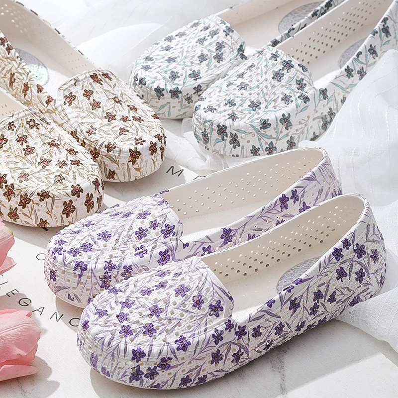 Сандалии Four Seasons Женские сандалии для медсестер Туфли на плоской подошве с полыми отверстиями Женская обувь для квадратных танцев Рабочие сандалии Женские