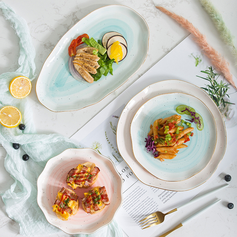 Nordic Ceramic Tableware Creative Household Dining Bowl Soup Bowl Noodle Bowl Plate Western Steak Plate Dish Plate Salah Plate Nordic Ceramic Tableware Creative Household Dining Bowl Soup Bowl Noodle Bowl Plate Western Steak Plate Dish Plate Salah Plate