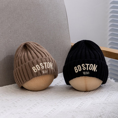 Children's Knitted Hat Winter New Version Fashion Trend Letter Embroidered Beanie Hat Universal Warm Baby Hat