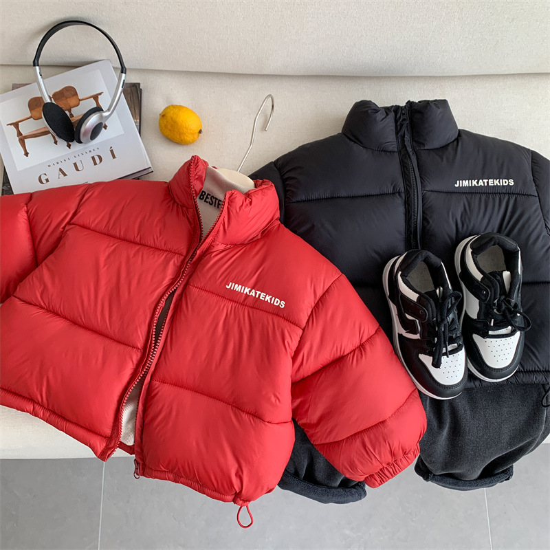 儿童新款棉服2025年冬季红色喜庆年服外套男女童简约棉衣外套韩系