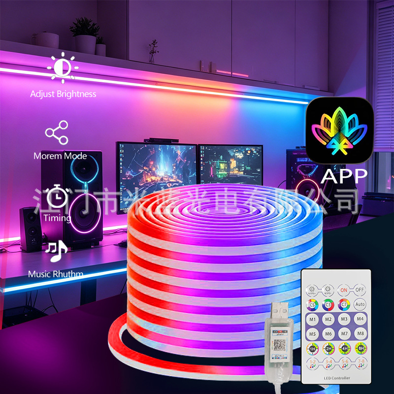Tira de Luz LED Neón Flexible Inteligente con Control por App y Sonido Musical Impermeable