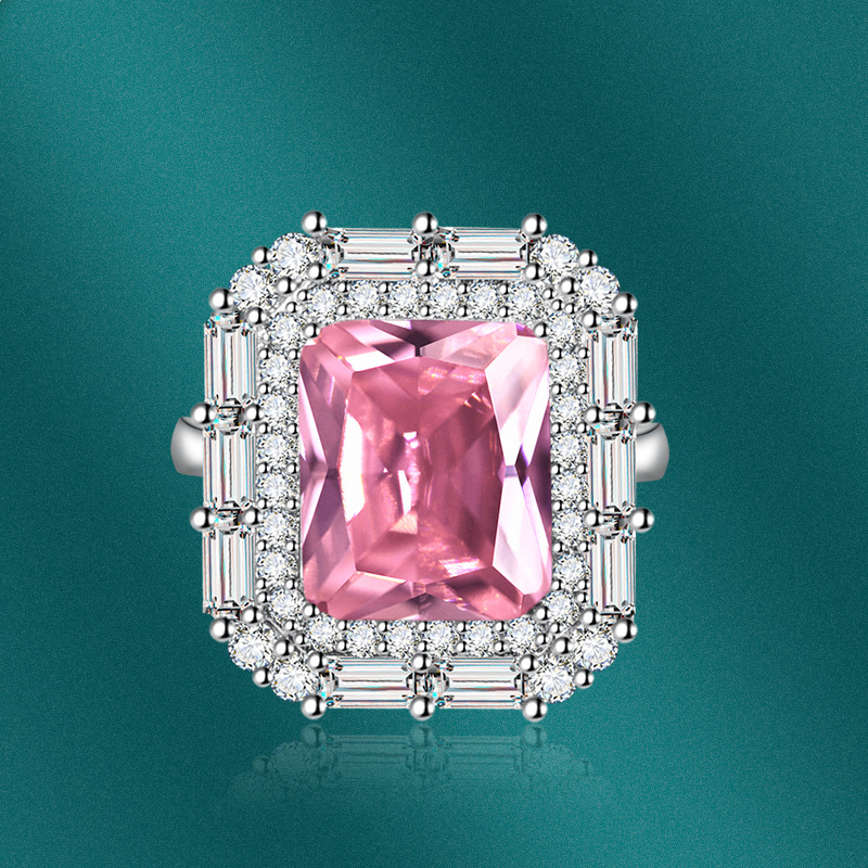 Fashion Square Copper Plating Inlay Zircon Rings 1 Piece