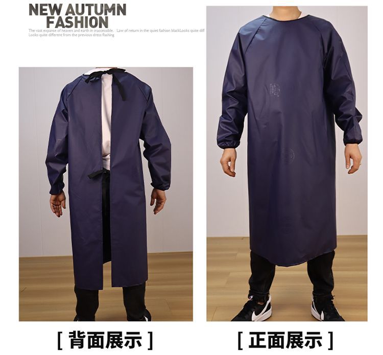 Abrigo impermeable a prueba de aceite alargado ropa de trabajo acuática chaqueta de manga larga para hombres y mujeres delantal de cuero de cocina para el hogar Suelto