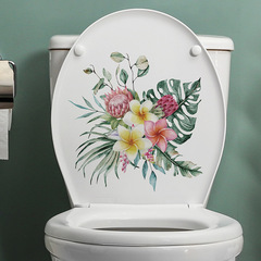 M-132 Tropical Green Plant Flower Tortoiseshell Toilet Paper Bathroom Sanitation Background Decoration Wall Sticker Wholesale