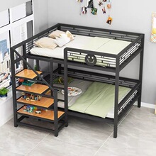 小户型阁楼床铁艺上下床省空间双层床复式高架床成人高低床铁架床