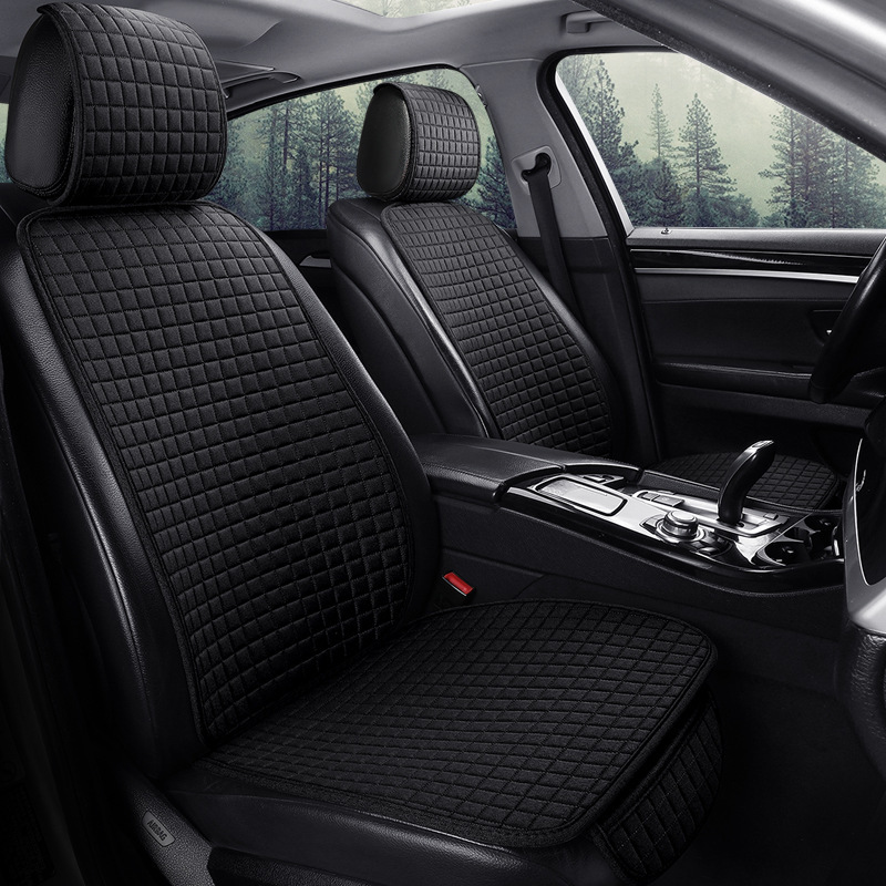 新款亚麻格子三件套带靠背跨境热销布艺小方垫