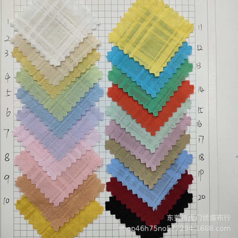 水洗棉纱罗提花面料 全棉梭织棉布格子提花面料 春夏连衣裙时装料