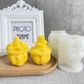 万圣节南瓜巫蜡烛硅胶模具 DIY南瓜蜡烛香薰石膏滴胶家居摆件模具