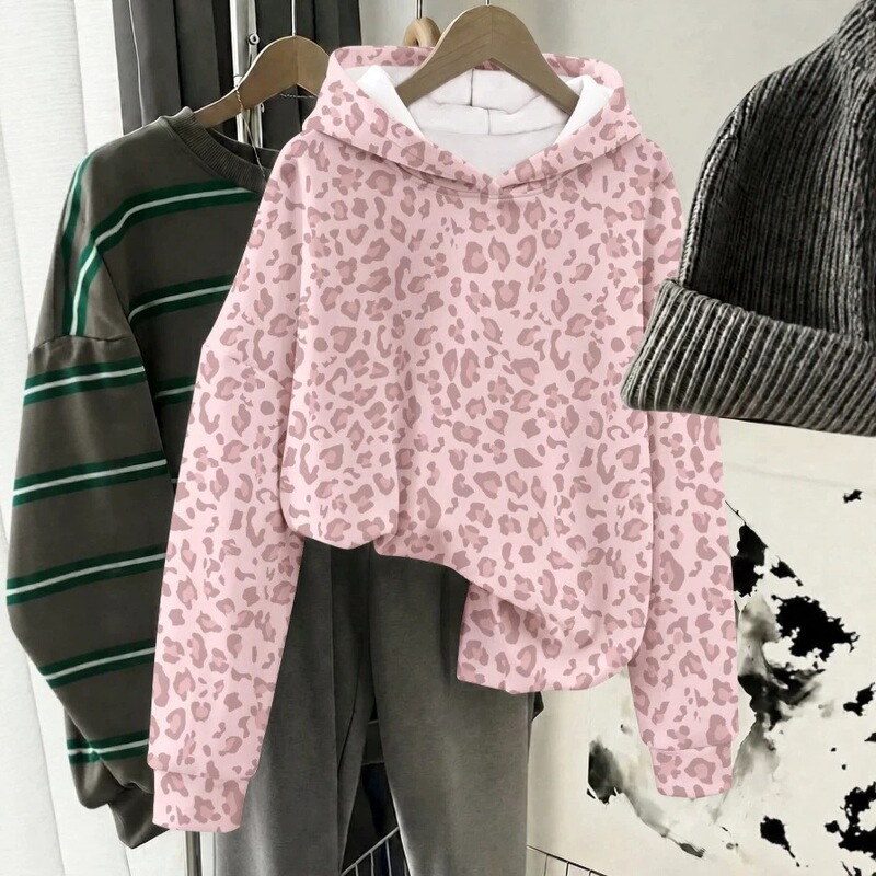 Cross-border independent website 3D printed Korean-style cartoon hoodie with cute idol designs, loose-fitting long-sleeved sweatshirt
