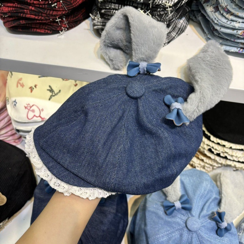 Cowboy Beret Forward Women's Lace Face Revealing Painter's Big Head Octagonal Hat Versatile New Style_voghion.com