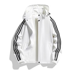 美式简约春秋季夹克外套男户外运动连帽棒球服宽松休闲夹克外套男