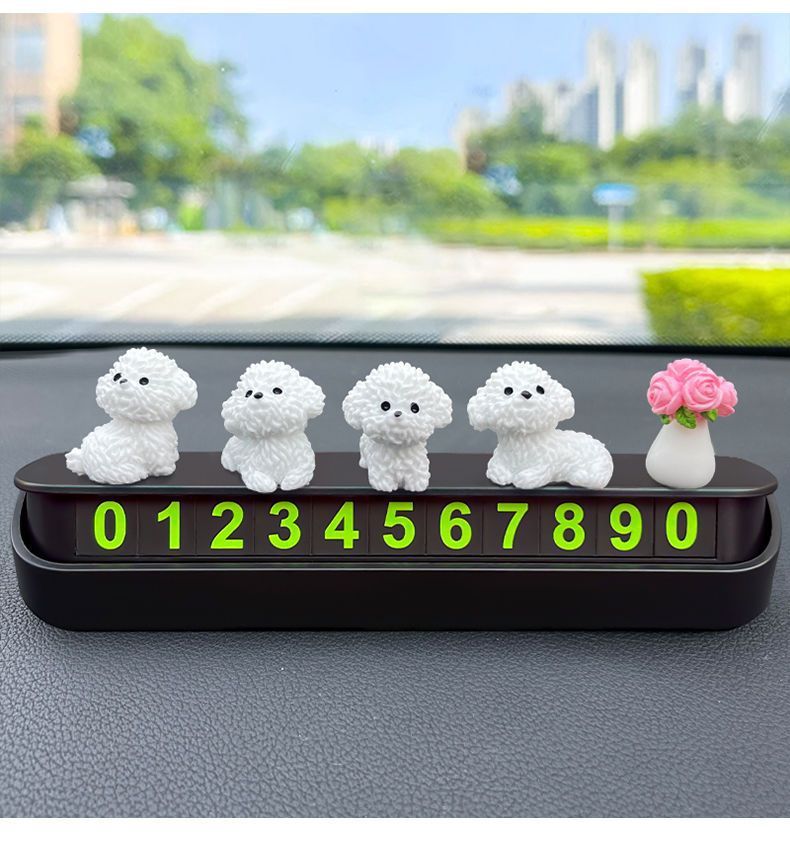 Healing Car Ornaments Mini Bichon Dog 2024 New Creative Cute Car Interior Central Console Decoration Small Ornaments