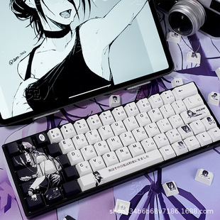 Reisel is engraved (boxed) theme key cap five-sided sublimation PBT original highly cute round key cap adaptation