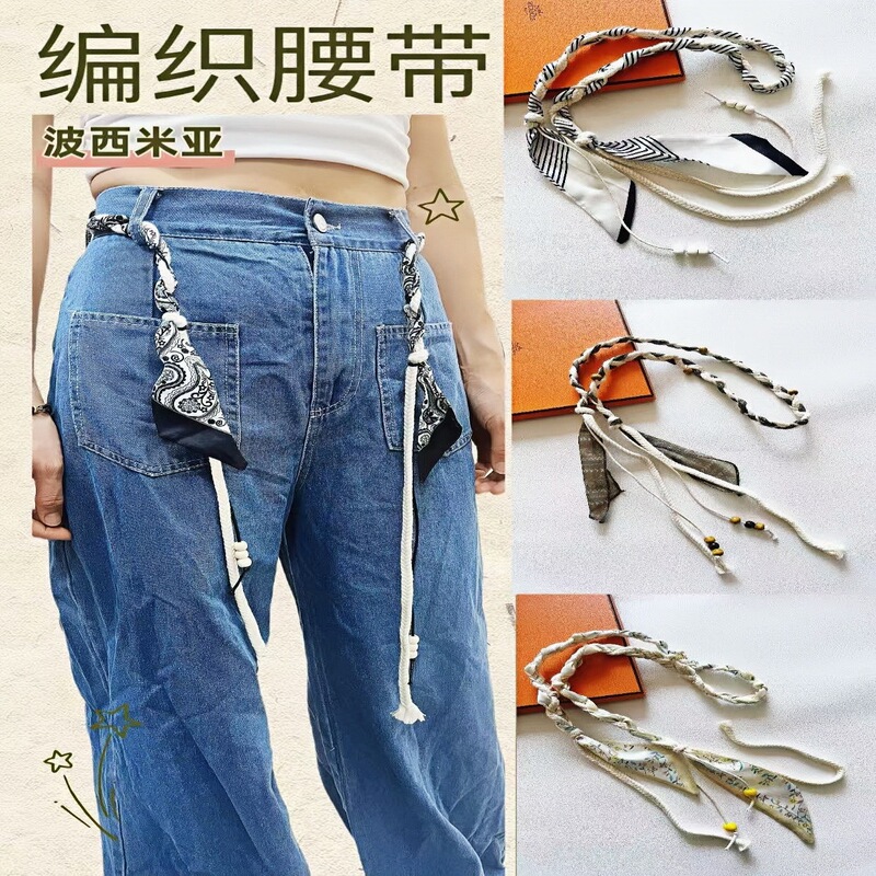 Ethnic Style Waist Rope Braided Belt Spring Bohemian Trend Women's Design Retro Jeans Skirt Accessories