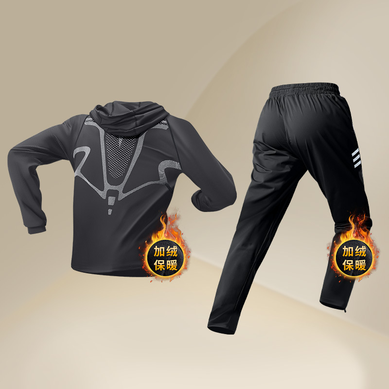 Trajes deportivos de invierno para hombres, ropa de entrenamiento para correr, chaqueta de acondicionamiento térmico de lana, ropa seca rápida de otoño y invierno, ropa de bicicleta para correr por la mañana
