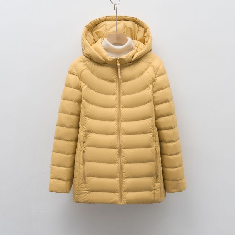 Pinghu Chi New 90 White Duck down New National Standard Women's Casual Solid Color Hooded Removable Lightweight down Jacket for Women Pinghu Chi New 90 White Duck down New National Standard Women's Casual Solid Color Hooded Removable Lightweight down Jacket for Women