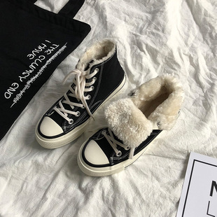 Twilight Star EVENSTAR Vintage Cotton Shoes Women's Winter Student Velvet Black High-top Cotton Shoes MIS-88