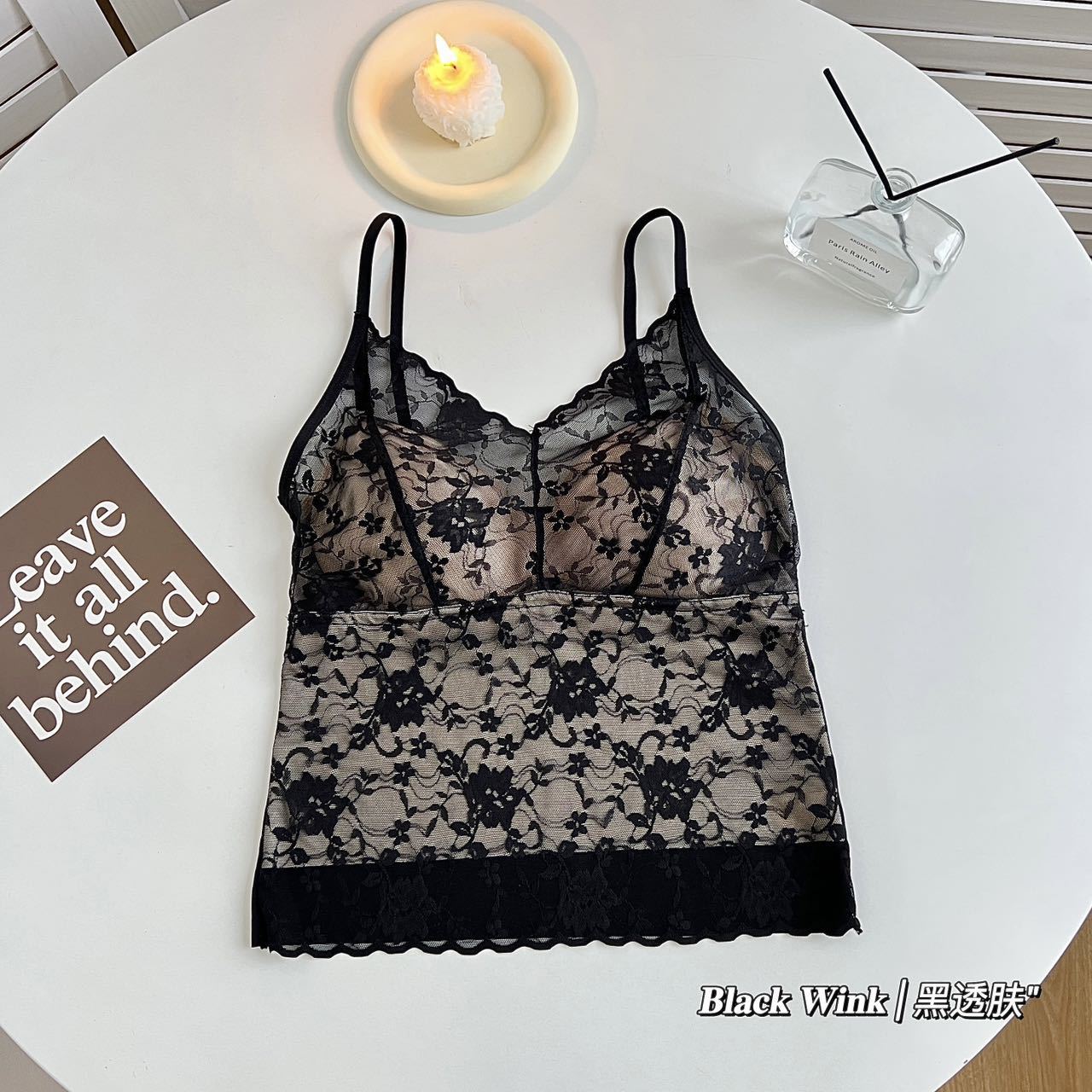 Eslinga de espalda de belleza de encaje sexy Sujetador de copa fija de seda de hielo para mujer