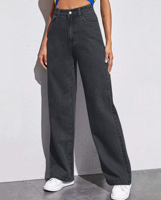 Women's Clothing Mopping Autumn And Winter Spring And Autumn Loose High Waist Straight Slim Drape Jeans_mkmklike.com