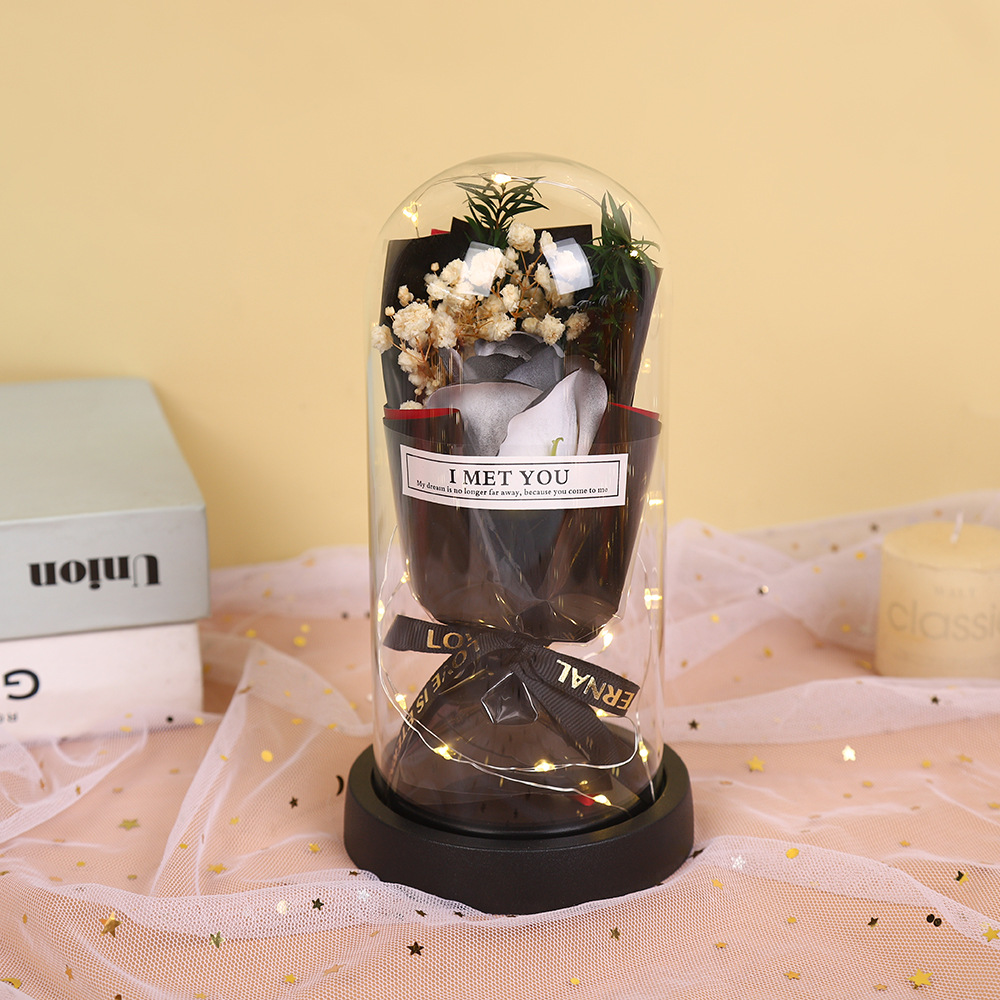 Fábrica al por mayor 520 regalos de día de San Valentín copa de vidrio eterno flores de jabón de rosas para enviar adornos exquisitos para amigos