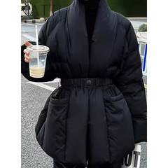 2025年冬季新款韩版休闲小众款腰带收腰设计感气质保暖棉服外套潮