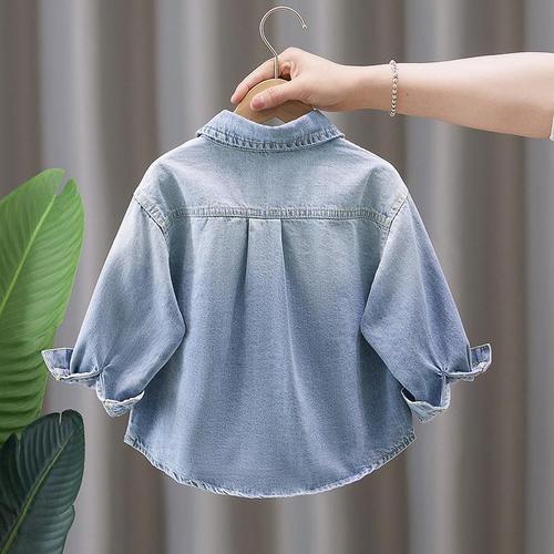 Boys' denim shirt  new style children's long-sleeved shirt spring and autumn loose-fitting fashionable trendy coat