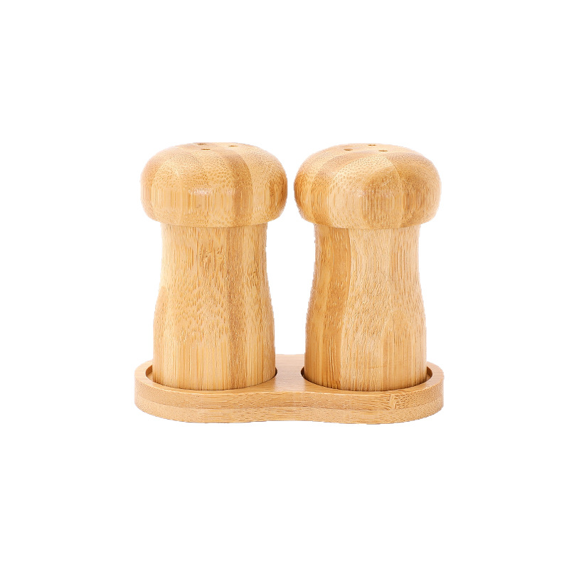 Creativo hongos pimienta molino Acacia roble madera sólida sal marina pimienta negra molino botella caja de palillos de dientes set