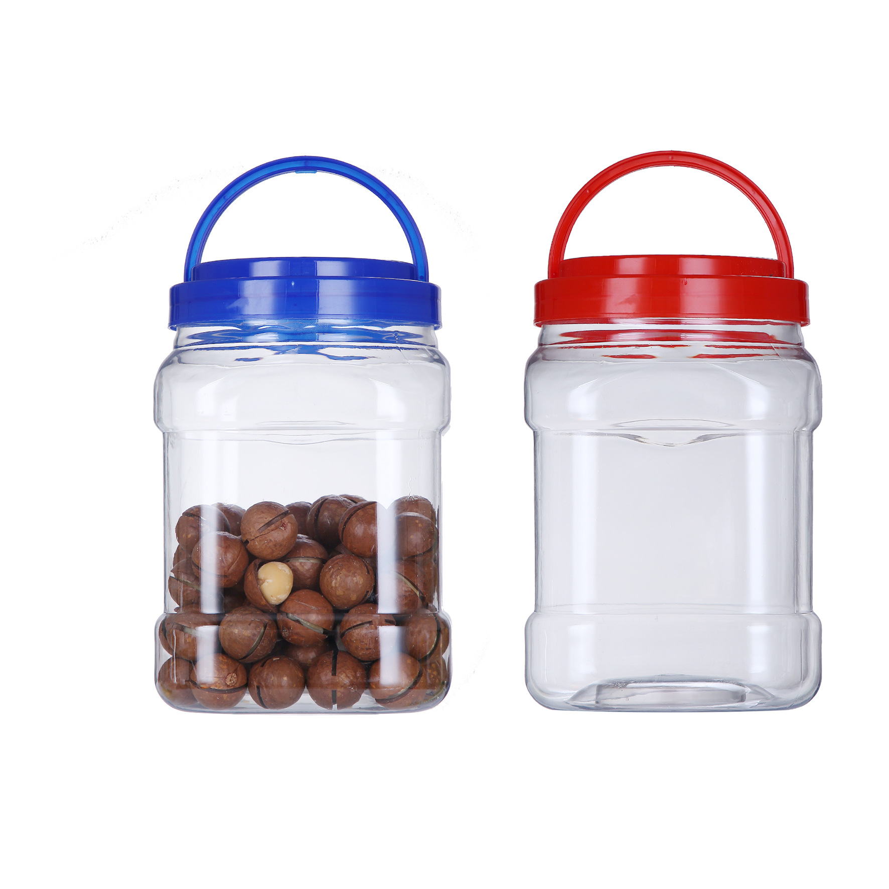 厂家批发pet燕麦塑料桶 1.8升3升加厚手提糖果罐 蜂蜜干果瓶收纳