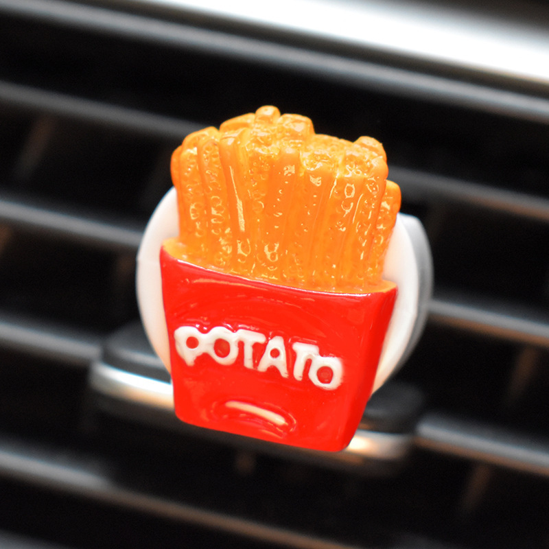 Aromaterapia para automóvil, aire acondicionado para automóvil, salida de aire, perfume, papas fritas, pan, celebridades de Internet, decoraciones creativas para automóviles