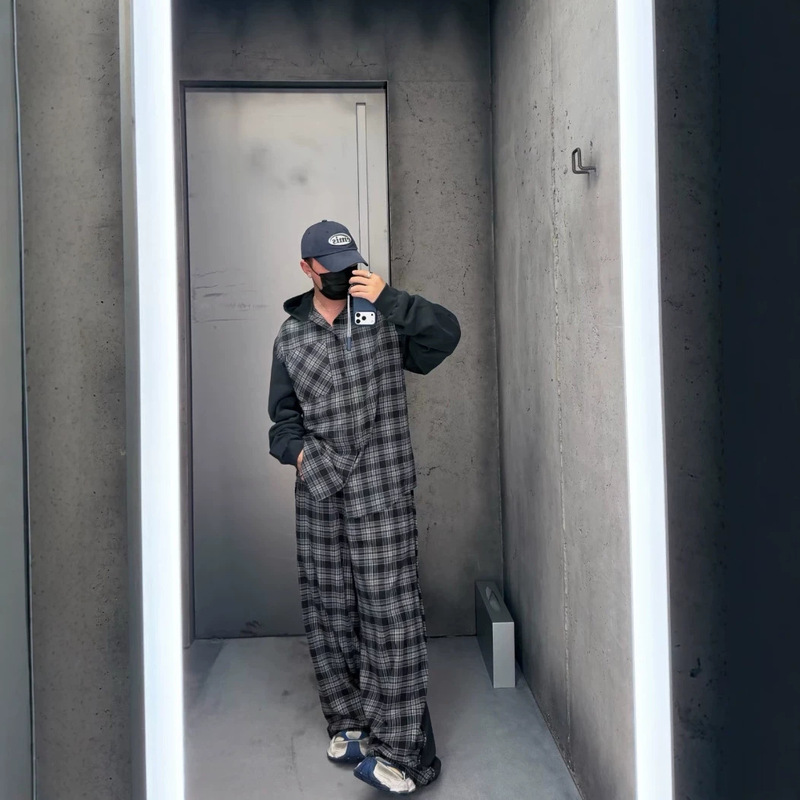 【Correct High Version】Blcg Plaid Patchwork Casual Trousers Paris Fall/Winter Plaid Trousers Unisex 【Correct High Version】Blcg Plaid Patchwork Casual Trousers Paris Fall/Winter Plaid Trousers Unisex