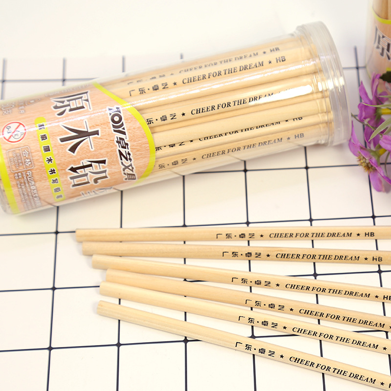 Tubo protección ambiental original de madera triángulo corte plano HB lápiz estudiante caligrafía práctica Hotel Oficina reunión registro lápiz al por mayor