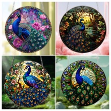 跨境创意悬挂孔雀彩绘遮阳窗挂礼物后花园花朵装饰背景墙装饰挂件