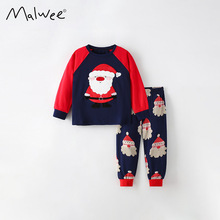 现货malwee儿童衣两件套秋季新款欧美套装休闲圆领长袖裤子男童装