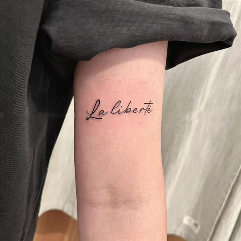 French Respect Freedom Herbal Tattoo Sticker Half New Personalized Text Sticker Men and Women Simulation Ins Style Tattoo