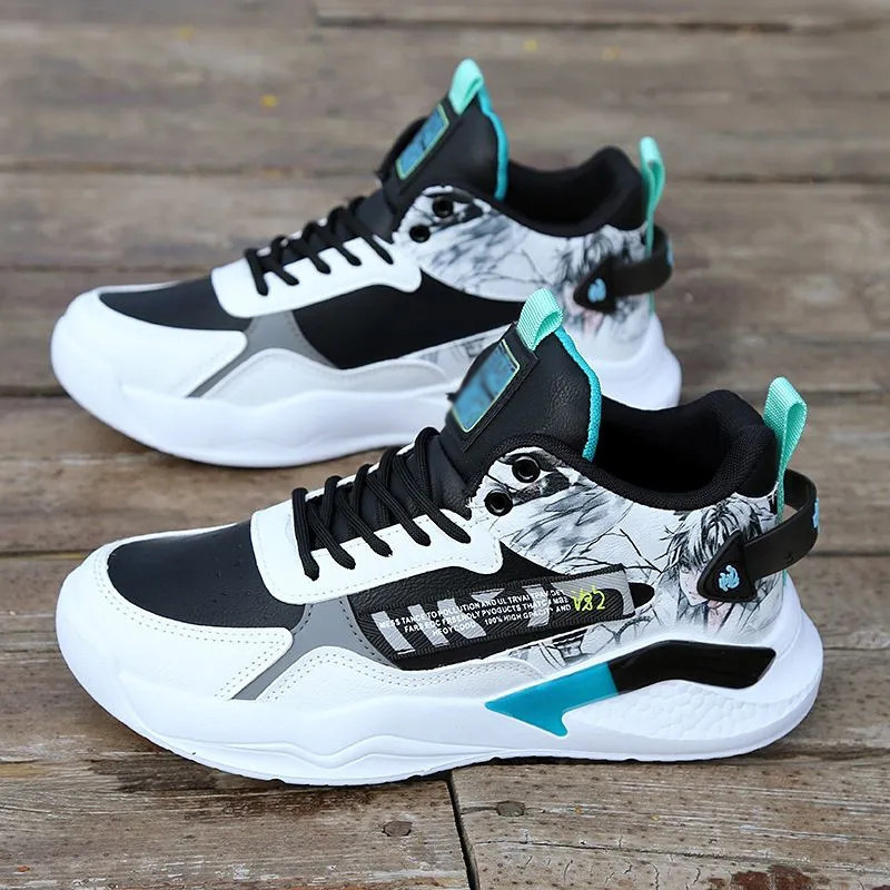 Herren High Top Leder Basketballschuhe Freizeitschuhe Sportlich_voghion.com