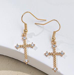 1 Set Fashion Cross Alloy Inlay Artificial Diamond Womenu0027S Earrings Necklace