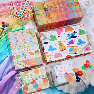 Factory Direct Sales Colorfulful Small Fresh White Cow Wrapping Paper Birthday Holiday L Gift Gift Decorative Paper Background Material