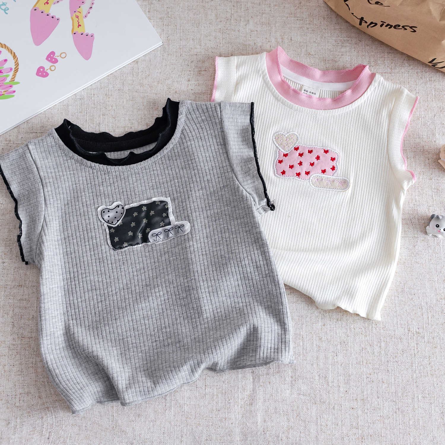 Girls Vest Summer Thin 2025 New Baby Sleeveless Top Kidsren's Outer Wear Kidsren's Inner Wear T-Shirt Summer Wear