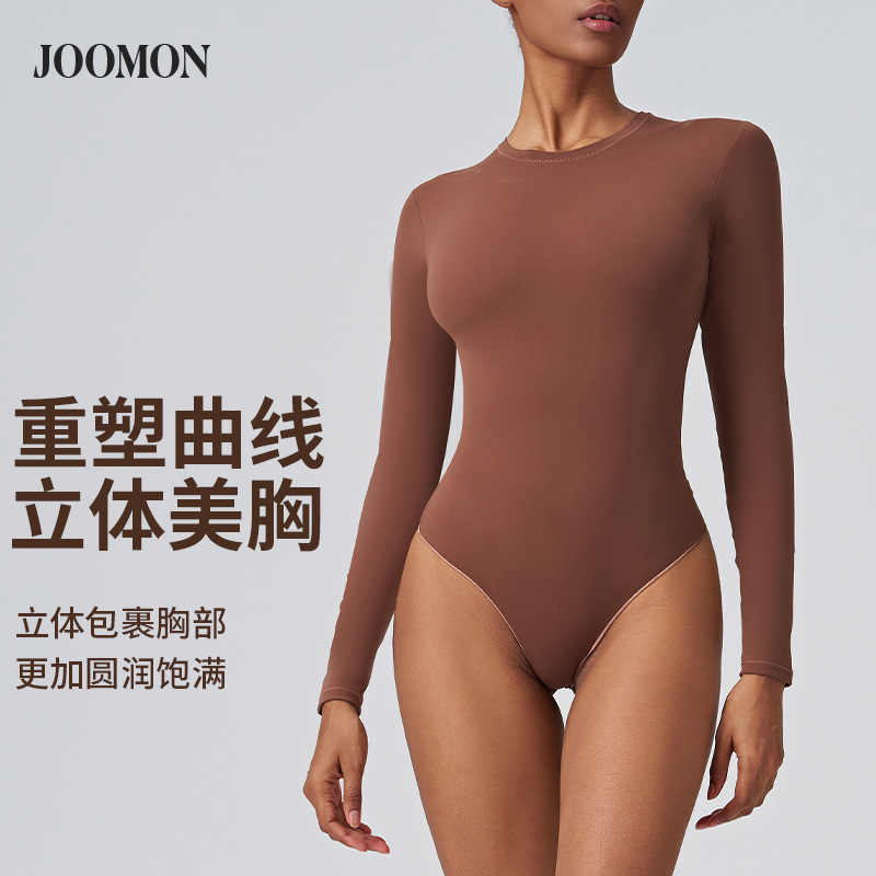 Giant Man European and American Style Sexy Long Tight-Fitting Yoga Jumpsuit Fitness Shaping Nude-Feel Dance Base Jumpsuit Top for Women Giant Man European and American Style Sexy Long Tight-Fitting Yoga Jumpsuit Fitness Shaping Nude-Feel Dance Base Jumpsuit Top for Women