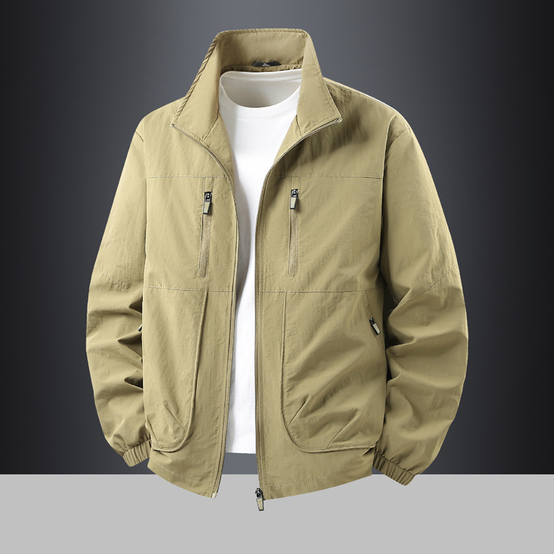 Cross-border stand-up collar work jacket for men, new spring and autumn casual style, loose and versatile, windproof sports jacket for young men